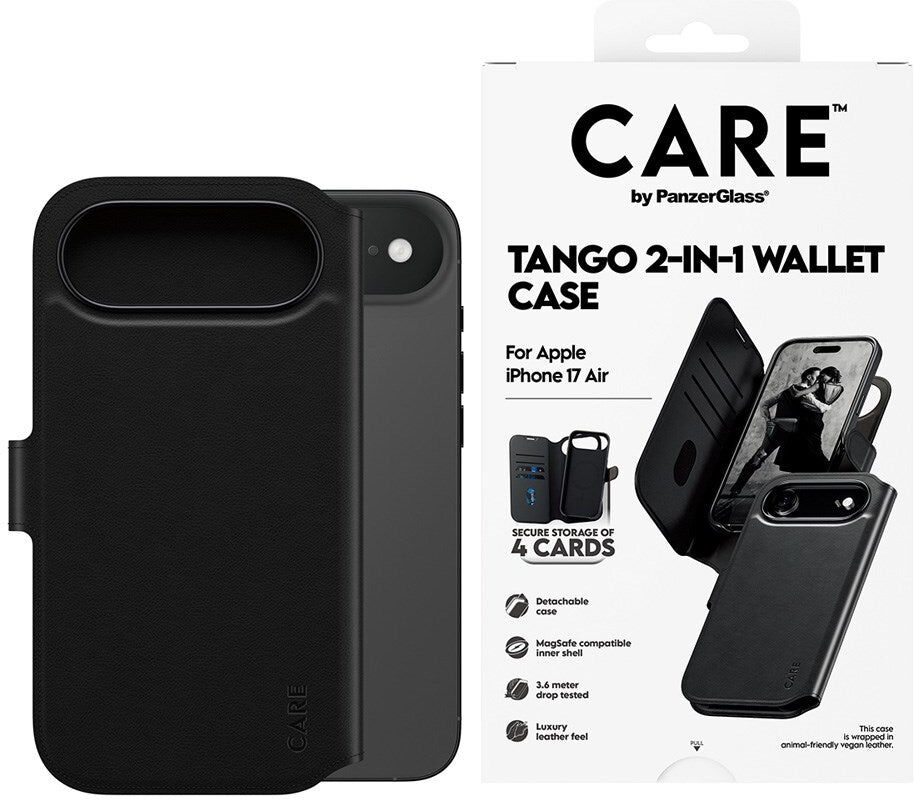 iPhone Air CARE by PanzerGlass Feature Tango 2-in-1 Mobil Cover m. Kortholder - Sort