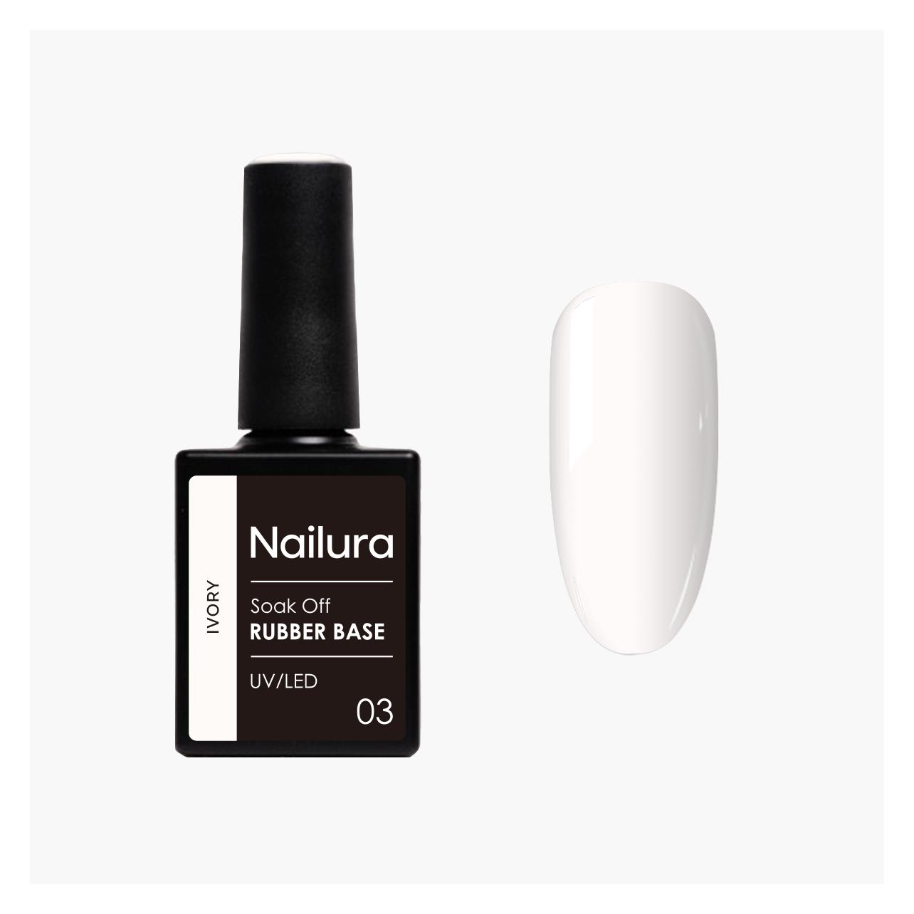 Nailura - Rubber Base 3 - Ivory - 10 ml (Ivory, Base Coat, UV-Gel Lack) (70400)