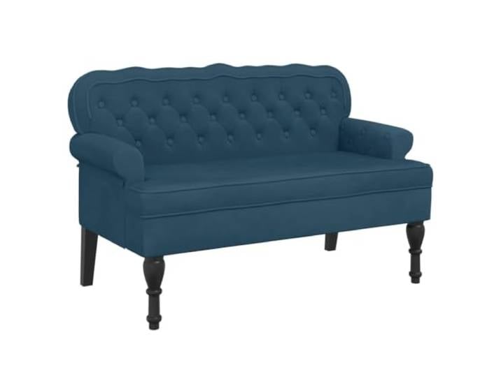 Makastle Sitzbank mit Rückenlehne Blau 119,5x64,5x75 cm Samt