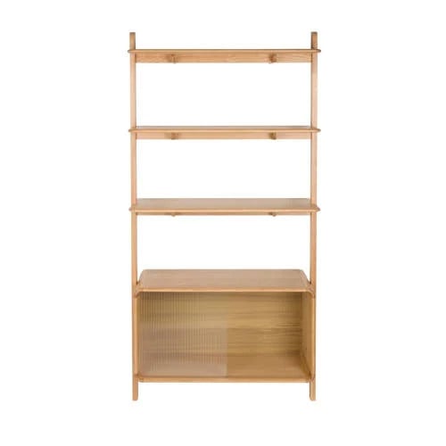 Zuiver Rise stellingkast met glazen deuren en houten fineer
