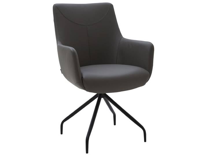 Stuhl LEON Leder grau/schwarz