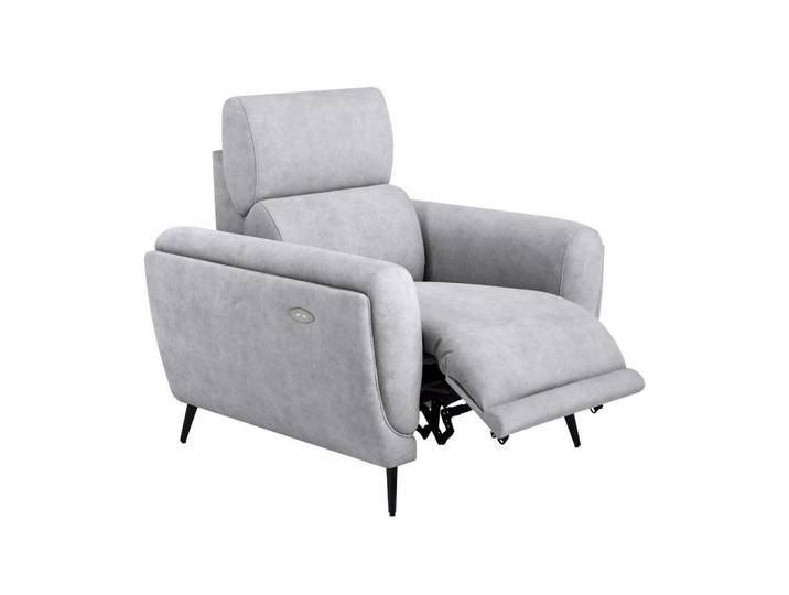 Beautysofa Relaxsessel Comfort, mit elektrischer Verstellung und verstellbarer Kopfstütze, Hellgrau, 103x97x102 cm, Wohnzimmer, Sessel, Relaxsessel