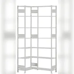 PROREGAL Eckregal | Grundregal (Felder A+B) | HxBxT 300x100x30cm | 2x7 Ebenen | Längenriegel | Lichtgrau