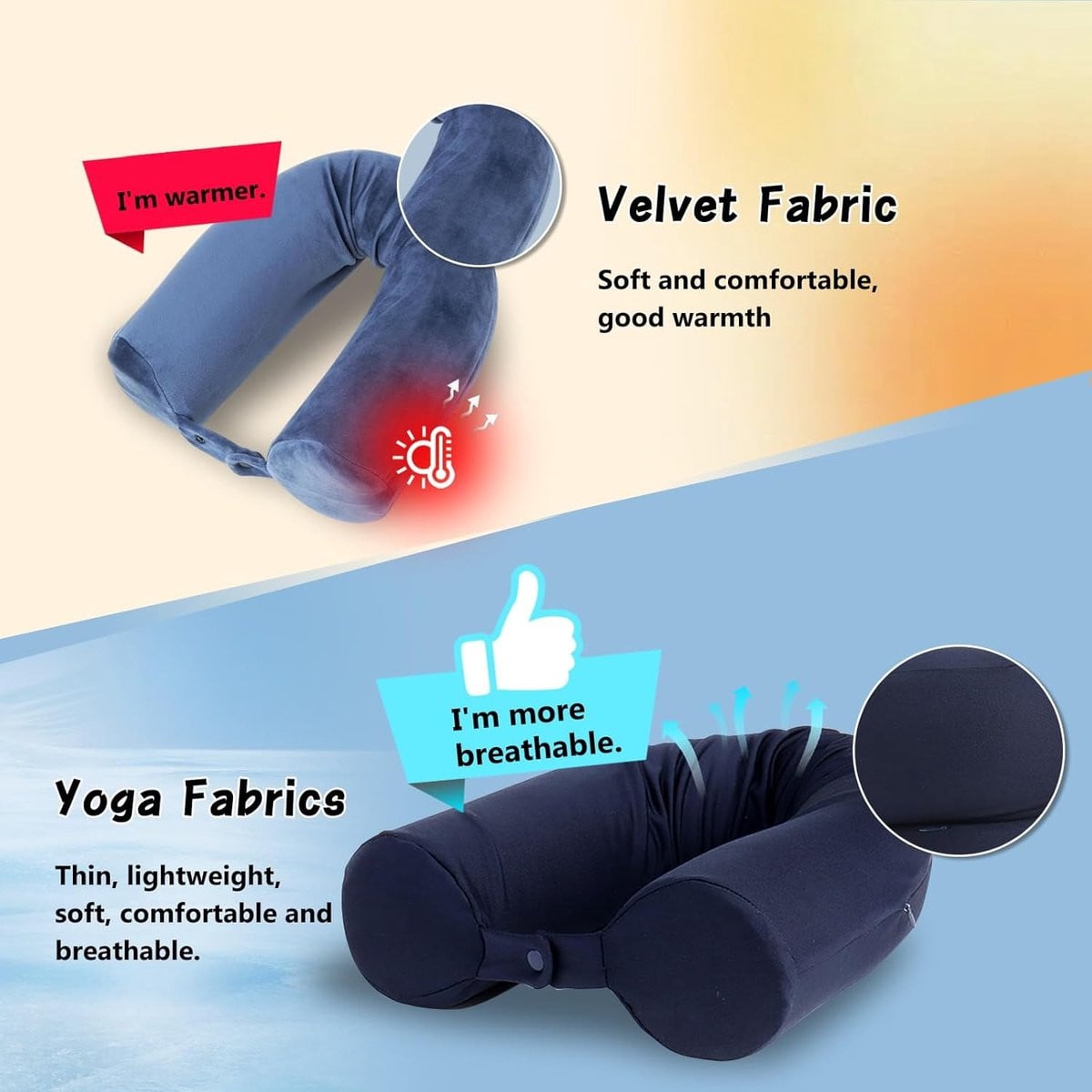 Twist Travel Pillow Verstelbaar Reiskussen voor Volwassenen - Yoga Blauw