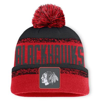 Bommelmütze FANATICS "Fanatics Mütze Chicago Blackhawks Thrive Cuffed Pom Beanie", Jungen, Gr. onesize, rot, 100% Polyacryl, Mützen