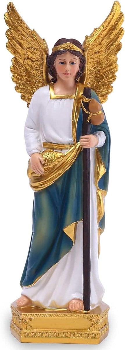 Engel Beeld Beschermengel Sculptuur Handgesneden Resin Gekleurd Hoogte: 23 cm