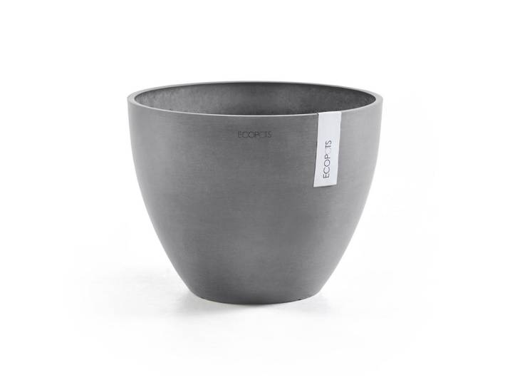 Ecopots Blumentopf Antwerp 39,7/30 cm Grau, Kunststoff, Beton Optik, Rund, 30 cm, Dekoration, Blumen & Blumentöpfe, Übertöpfe