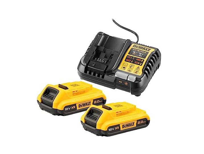Dewalt - Pack 2 batteries XR 18V 2Ah Li-Ion + chargeur - DCB1104D2-QW