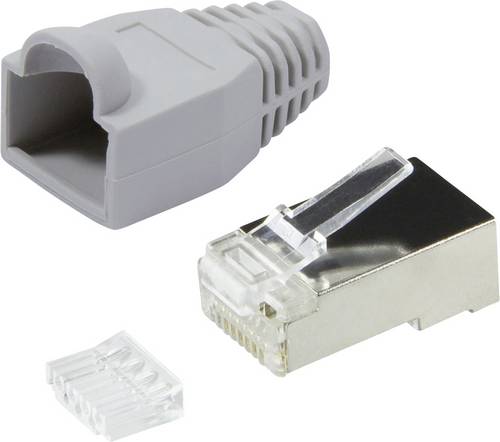LogiLink MP0021 RJ45-Steckverbinder CAT 6, geschirmt MP0021 Stecker, gerade Pole: 8P8C Grau 100St.