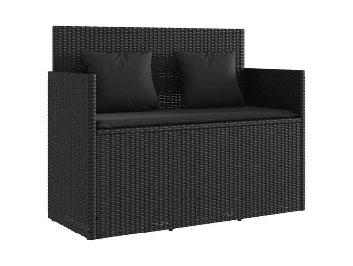 VENTE-FLASH Banc de jardin - Siège/Meuble - avec coussins noir résine tressée @5195524