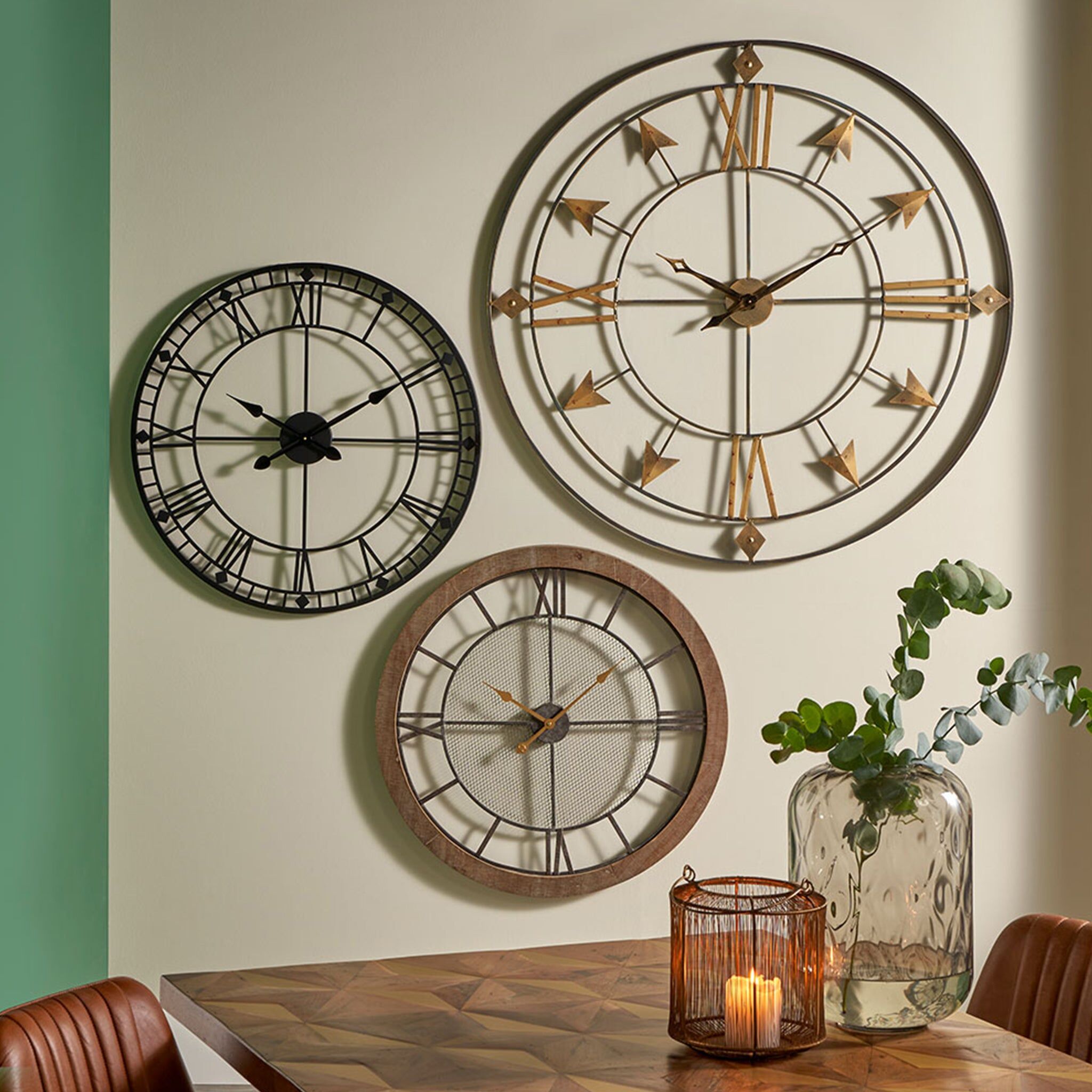 Pacific Lifestyle - Black Metal Round Skeleton Wall Clock
