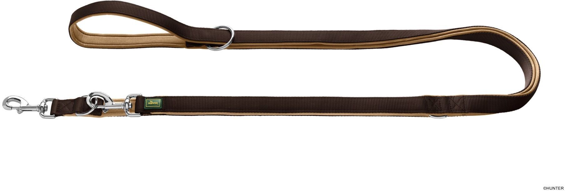 DOG SPORT HUNTER Verstellbare Führleine Neopren 15/300, braun/karamell