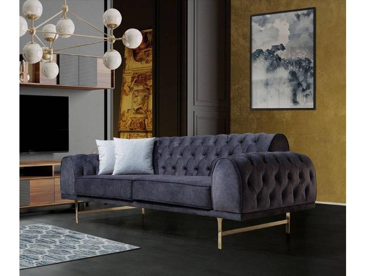 JVmoebel 3-Sitzer Elegante graue Couch mit hochwertiger Polsterschaum-Polsterung, 1 Teile, Made in Europa