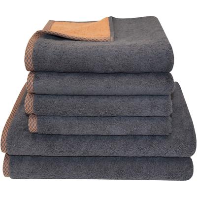Handtuch Set DYCKHOFF "Golden Shades Rhomb", rosa (kupfer), 6 Stk., Walkfrottier, Walkfrottier, Obermaterial: 100% Baumwolle, Handtuch-Sets, 4 Handtücher (50x100cm), 2 Duschtücher (70x140cm)