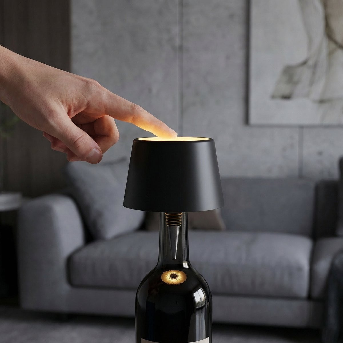 MULIN Draadloze Oplaadbare Flessenlamp met LED - Zwart - 25 uur Brandduur - 4000mAh