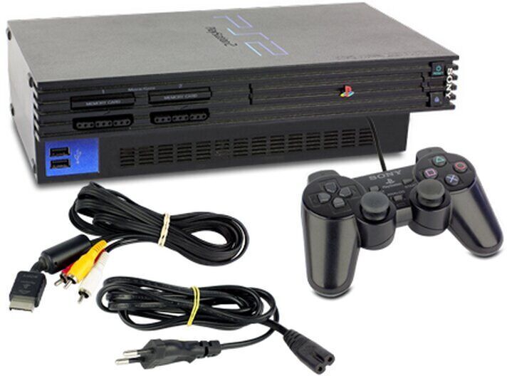 Sony PlayStation 2 Fat (PS2 Fat)   inkl. Spiel   Schwarz   1 Controller   Gran Turismo 4 - Refurbished