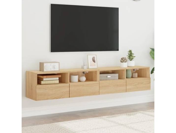 HEFZGDB TV-Wandschränke 2 STK. Sonoma-Eiche 80x30x30 cm Holzwerkstoff mit Ablage und Fach für Stauraum, Wandmontage für Ordnung, langlebiges Material