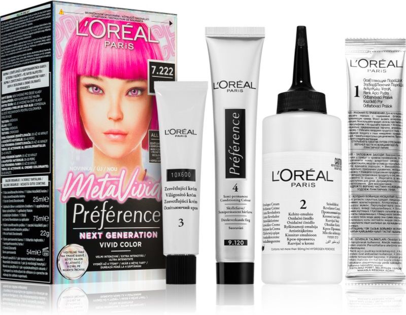 L’Oréal Paris Préférence Meta Vivids coloration capillaire semi-permanente teinte 7.222 Meta Pink 1 pcs