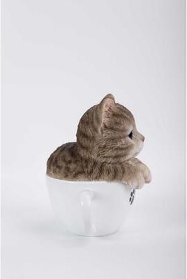 Hi-Line Gift Ltd. Teacup Kitten Grey Tabby Statue