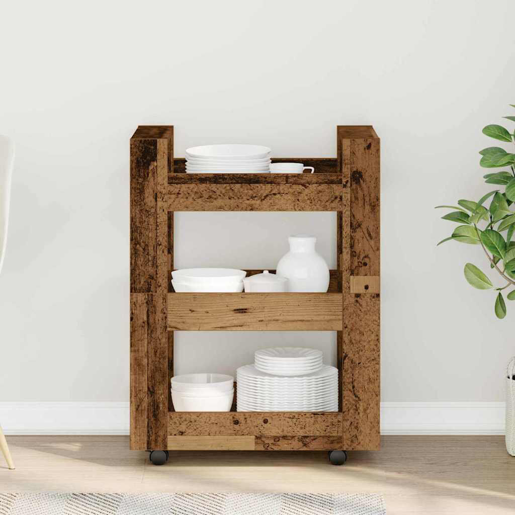 Alpen Home Bar Cart Old wood 80cm H X 60cm W X 45cm D