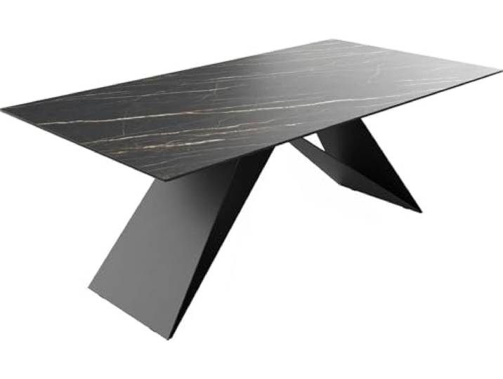 Esszimmertisch Edge Keramik Laminam®Noir Desir Braun 200x100cm V-Mittelfuß
