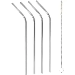 Metaltex Edelstahl Trinkhalm-Set inkl. Reinigungsbürste 4 tlg.