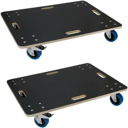 TRANSPORTROLLER 2er Set mit 4 Rollen 2 mit Bremsen 60x80 cm Traglast 800kg Siebdruck Holzplatte Schwarz