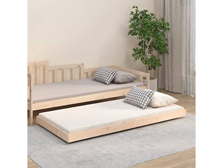 WDGJJFECNMUEHI Massives Kiefernholz Stabil Robust 75x190 cm Braun Massivholzbett ohne Matratze 75x190 cm Kiefernholz Bettgestell mit Rollen stabil und Robust für Gästezimmer