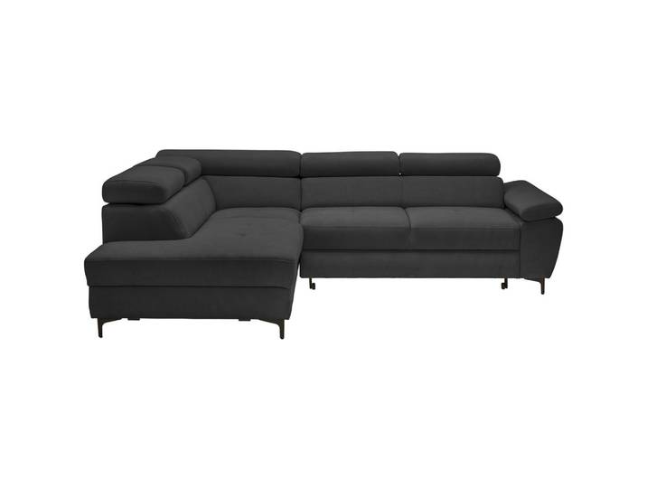 Stylife Ecksofa, Graphitfarben, Metall, Ottomane links, L-Form, 266x206 cm, Made in EU, Liegefunktion, Rücken echt, Wohnzimmer, Sofas & Couches, Wohnlandschaften, Ecksofas