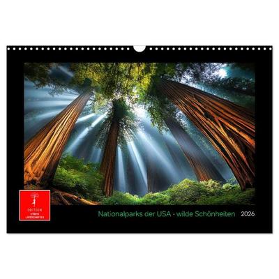 Nationalparks der USA - wilde Schönheiten (Wandkalender 2026 DIN A3 quer), CALVENDO Monatskalender