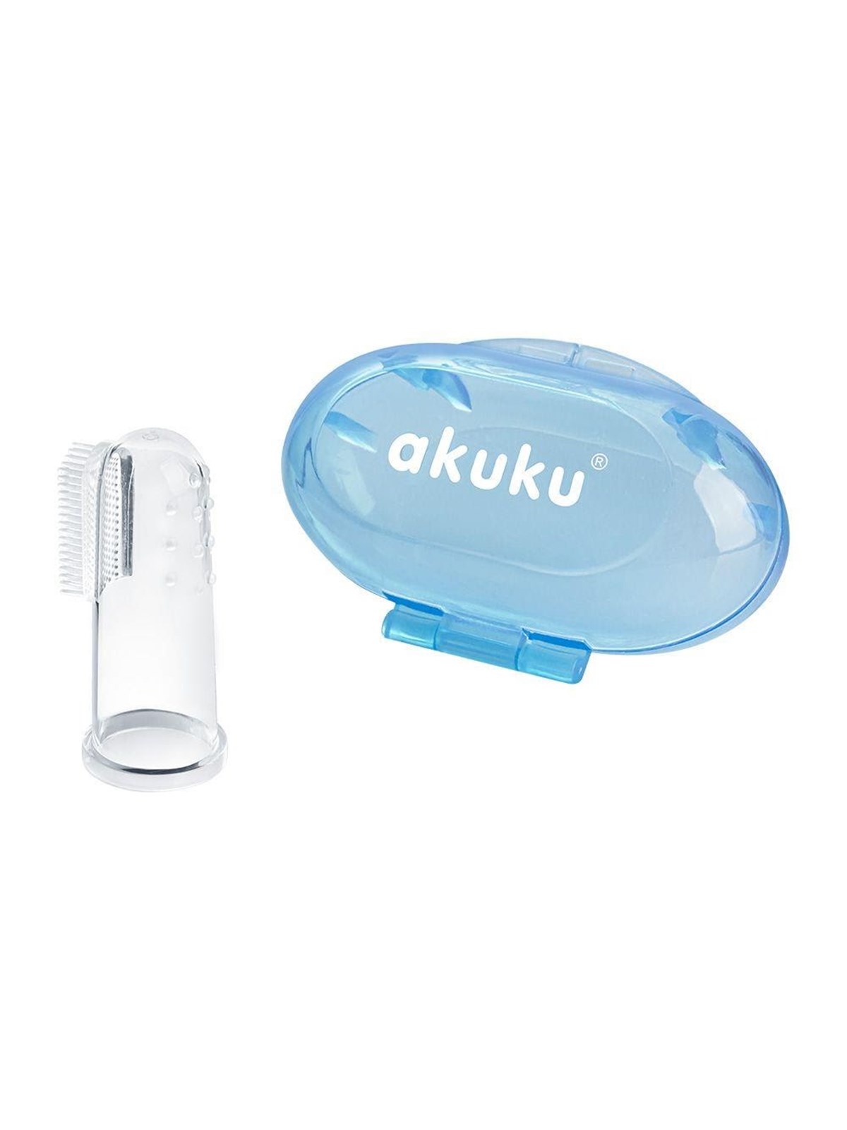 Akuku Silicone toothbrush and gums massager in case BLUE