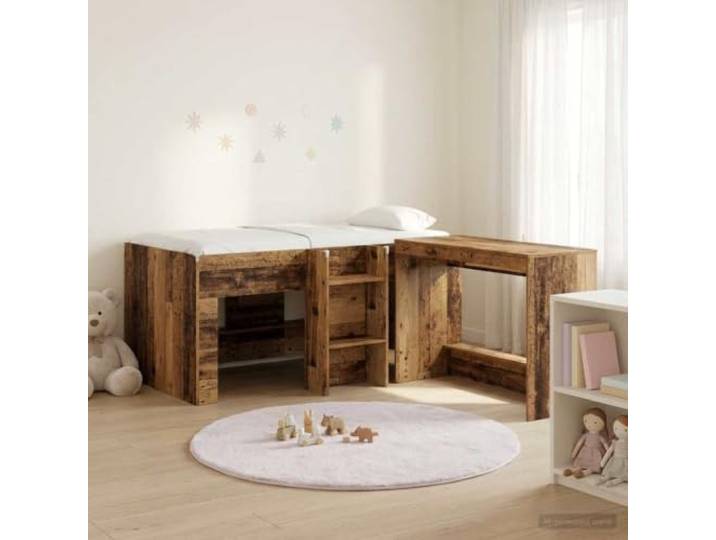 RJPLMFV Hochbett mit Schreibtisch, 2-in-1, Holz Modernes Design, kompakt, Schreibtisch, 100 x 45 x 75 cm, einfache Montage, platzsparend