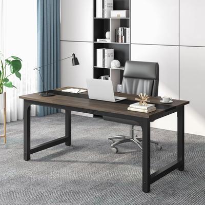 Jiallo "63"" Executive Desk, Large Modern Office with Thick Metal Frame , White Finish"