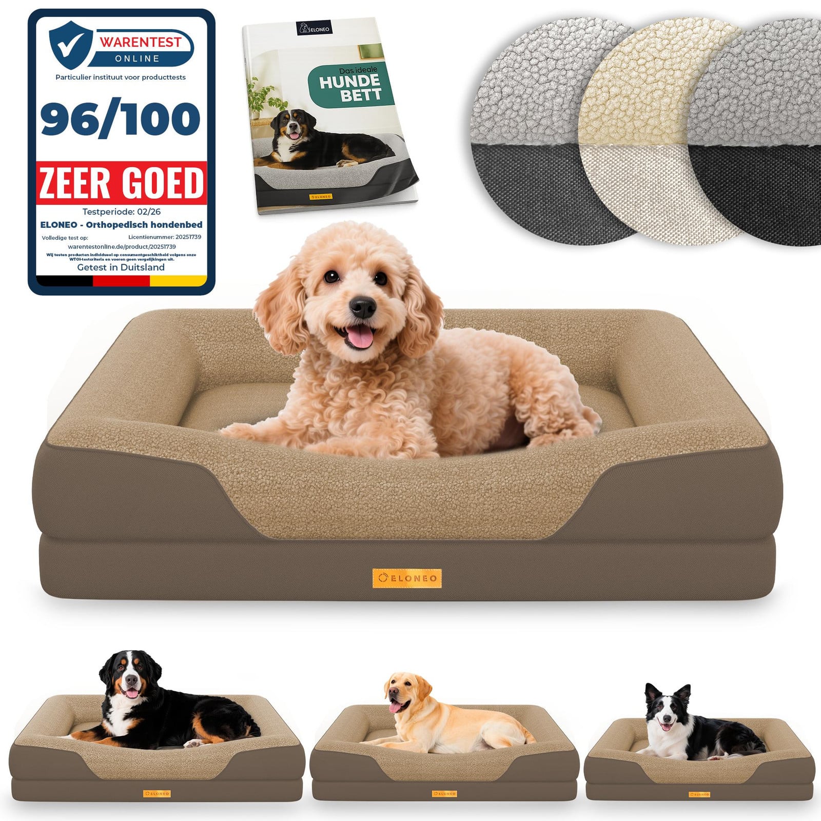 ELONEO Orthopedisch hondenbed maat S Bruin