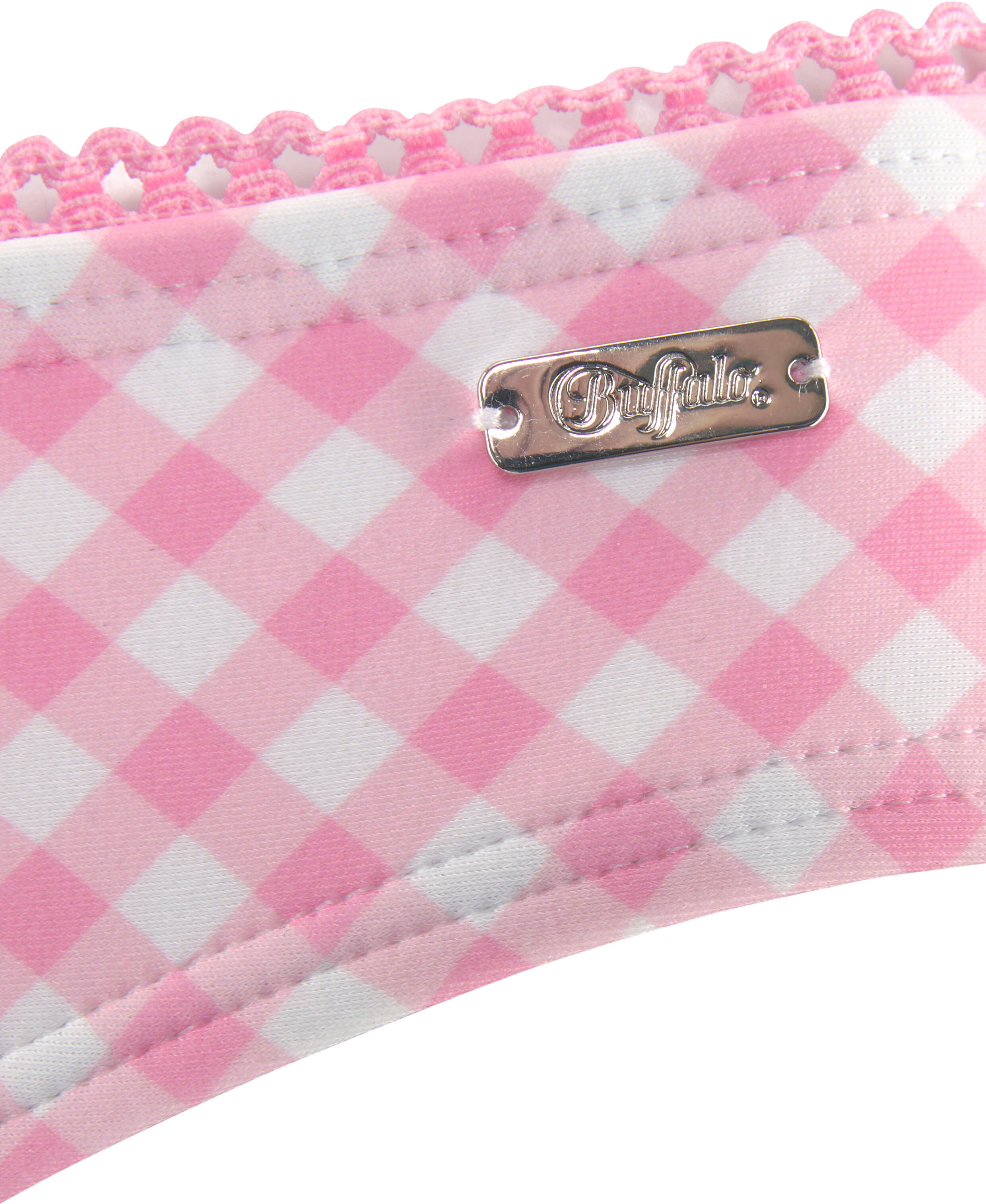 Bikini-Hose BUFFALO "Karo", Damen, Gr. 42, N-Gr, rosa (rosa, kariert), Polyamid, kariert, Badehosen Bikini-Hose, mit Zierborte