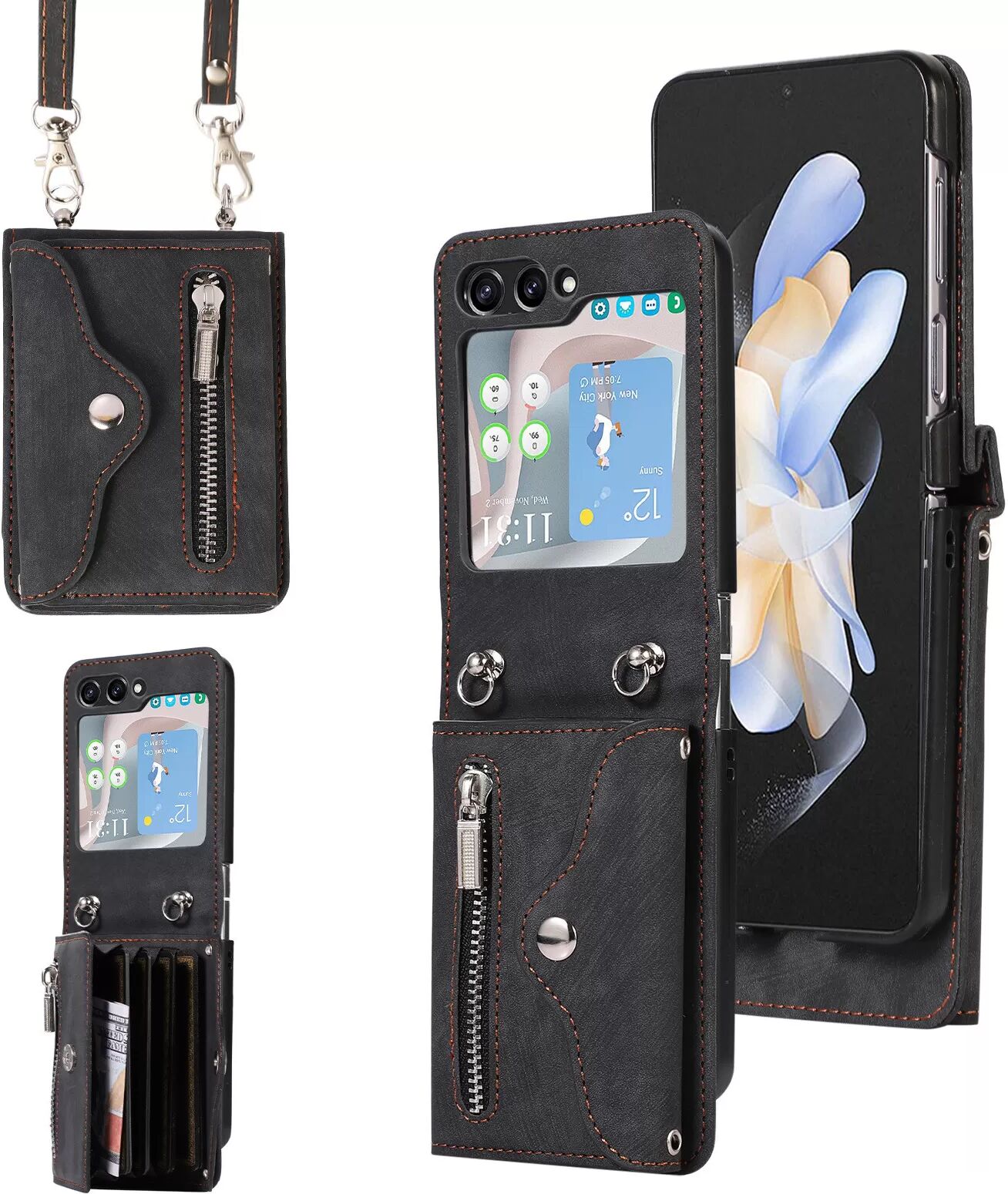 INF Z Flip4 Retro Crossbody Anti-Diebstahl Kartenhalter Handyhülle