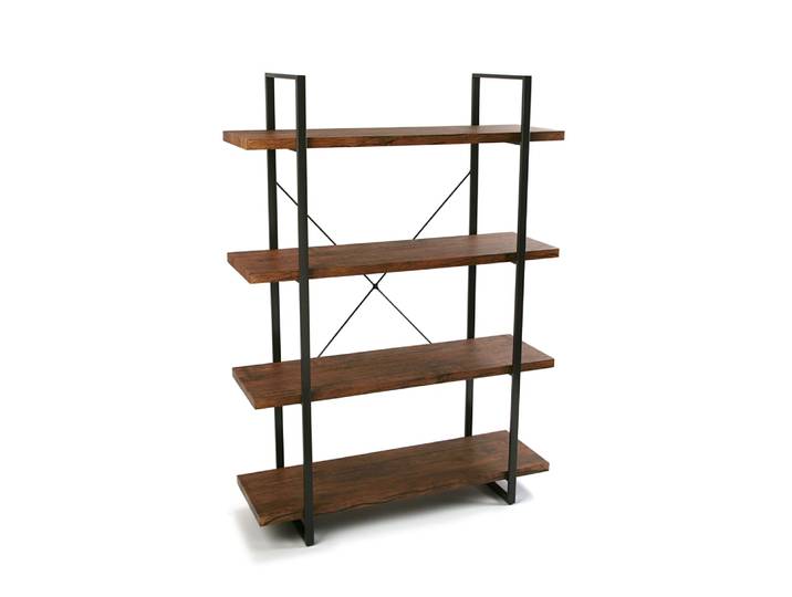 Etagère style industriel imitation bois et métal baldas 4 étagères