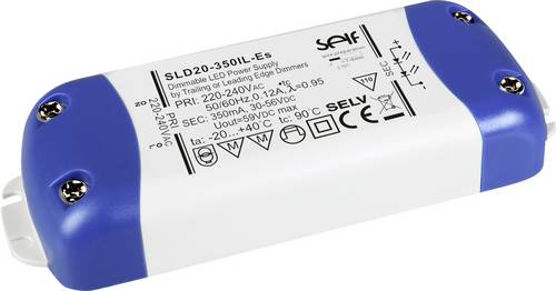 Self Electronics SLD20-350IL-ES LED-Treiber Konstantstrom 18.9W 350mA 30 - 54 V/DC dimmbar, Montage auf entflammbaren Oberflächen