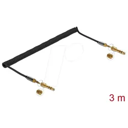DELOCK 85838 - Klinke 3,5 mm Stecker/Stecker, 2x 6,35mm Adapter, Spiral, 3 m