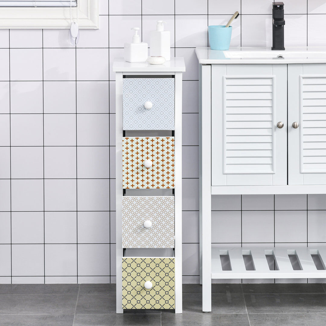 Bloomsbury Market Mettler Drawer Cabinet, 4 Drawer Storage Organizer Unit Bathroom Bedroom Orange;Green;White;Blue 86.5cm H X 25cm W X 34cm D