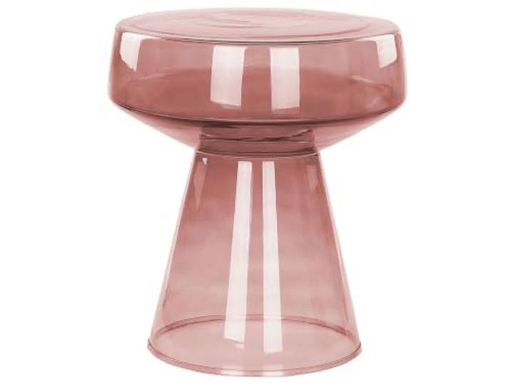 Beliani Beistelltisch Rot Glas Rund Rauchglas 37cm Couchtisch Lackiert, Benötigt keine Montage, Belastbarkeit 10 kg, 37 x 37 x 43 cm