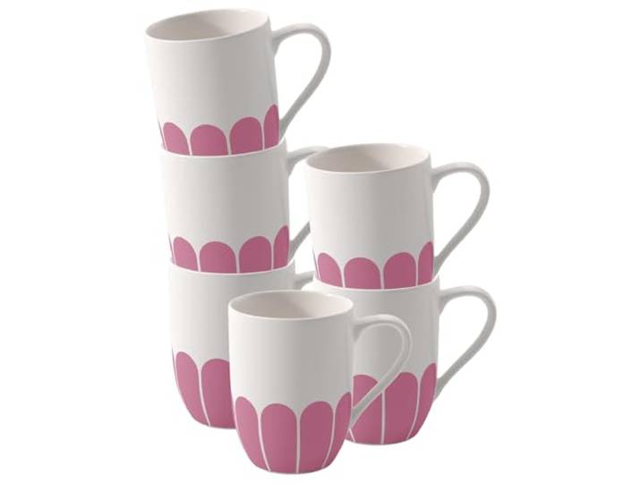Villeroy & Boch - Fleur Cassis Henkelbecher 6er Set, Becher für Kaffee & Heißgetränke, Tasse mit Griff, Kaffeebecher, Kaffeetasse, Spülmaschinenfest & Mikrowellensicher, Premium Porzellan, Pink