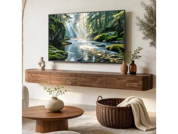 WYZSIINK Wandmontierte TV-Einheit, schwimmender TV-Ständer, große schwebende TV-Regale, Unterhaltungsaufbewahrung, TV-Konsole für Wohnzimmer und Büro, mehrere große Aufbewahrungs-TV-Bank mit