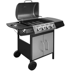 vidaXL Gasgrill 4+1 Flammen Schwarz und Silbern