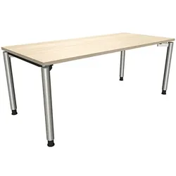 fm Büromöbel Manuell höhenverstellbarer Schreibtisch »Oldenburg« 180 cm 4-Fuß Rundrohr braun, 180x82x80 cm