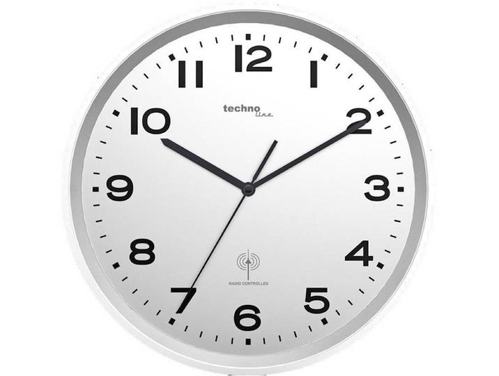 Technoline WT 8500 Silver - Wandklok - Rond - Kunststof - Radiogestuurde tijdsaanduiding - 30 cm x 4.1 cm - Zilverkleurig