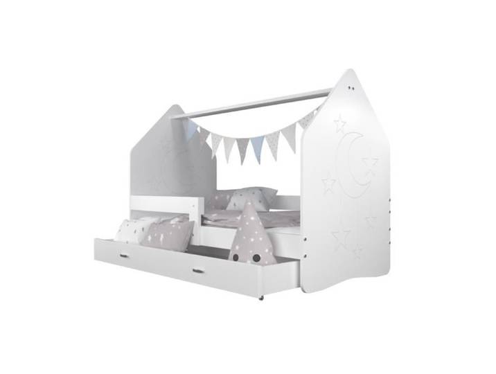 Lit Cabane DAILY FREZ 80x160 Blanc - lune