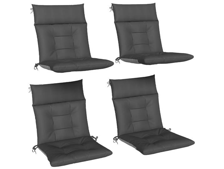 Outsunny Lot de 4 coussins de chaise, coussins de jardin, matelas de banc avec dossier, sangles, imperméables et antidérapants, pour usage intérieur et extérieur 112X53X8 cm, gris foncé