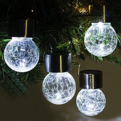 Inspired Living Solar Hanging Lights Outdoor Waterproof Cracked Glass Solar Garden Lantern white 1pc