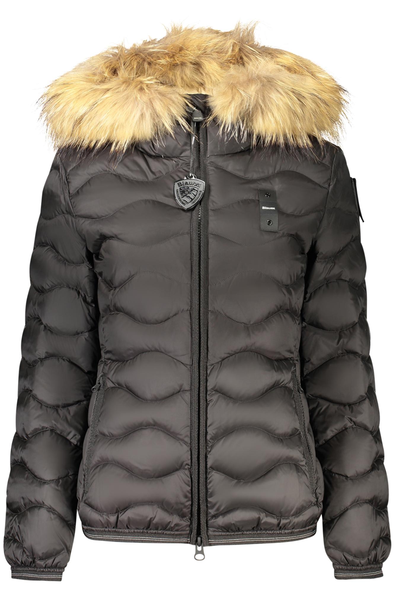 Elegante schwarze Damenjacke mit Kapuze und Strass-Applikation